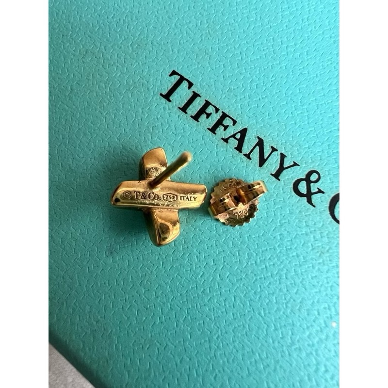 古董級二手真品Tiffany signature vintage 750 K金耳環-6