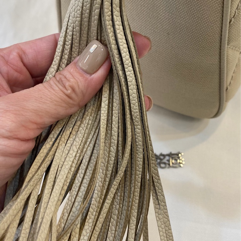 Chanel 手提帆布流蘇老香 米白-7