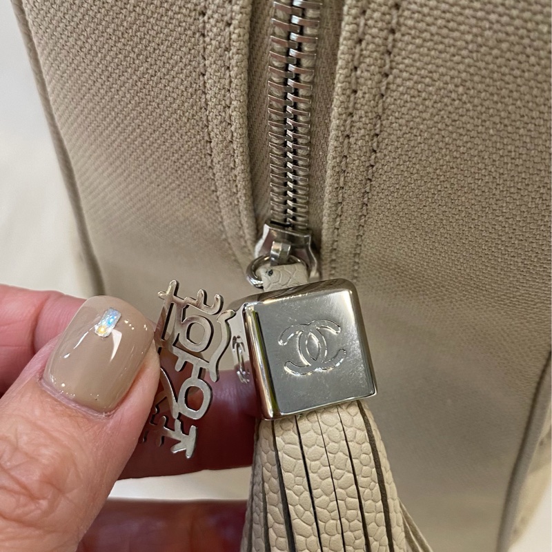 Chanel 手提帆布流蘇老香 米白-8