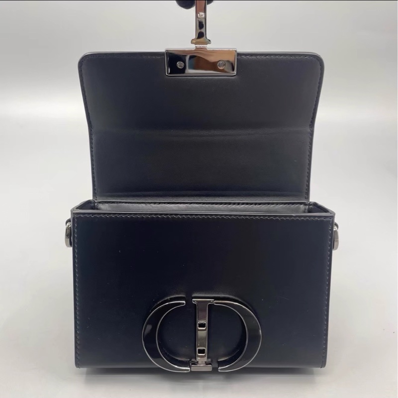 質感必收款✨99新Dior迪奧全黑霧面牛皮蒙田30Box盒子包單肩斜挎包-13