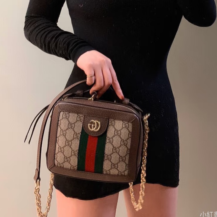 實用百搭款❤️‍🔥99新🆕Gucci古馳Ophidia老花盒子包相機包手提斜挎包-1