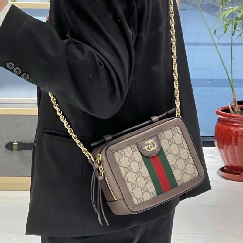 實用百搭款❤️‍🔥99新🆕Gucci古馳Ophidia老花盒子包相機包手提斜挎包-4