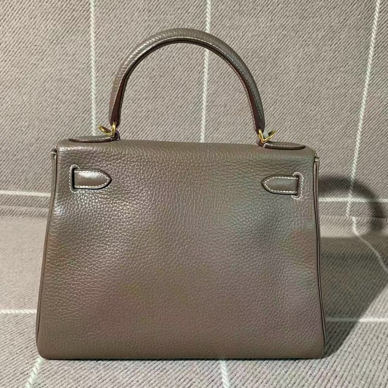 Hermes愛馬仕Kelly28大象灰Togo皮金扣T刻-1