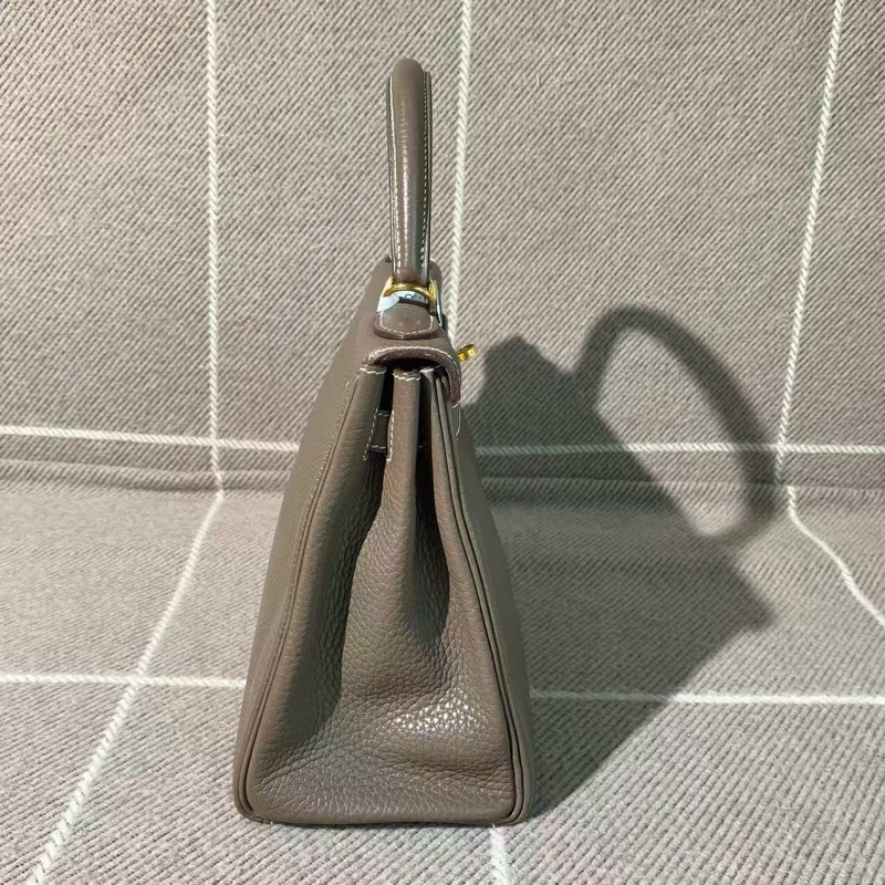 Hermes愛馬仕Kelly28大象灰Togo皮金扣T刻-2