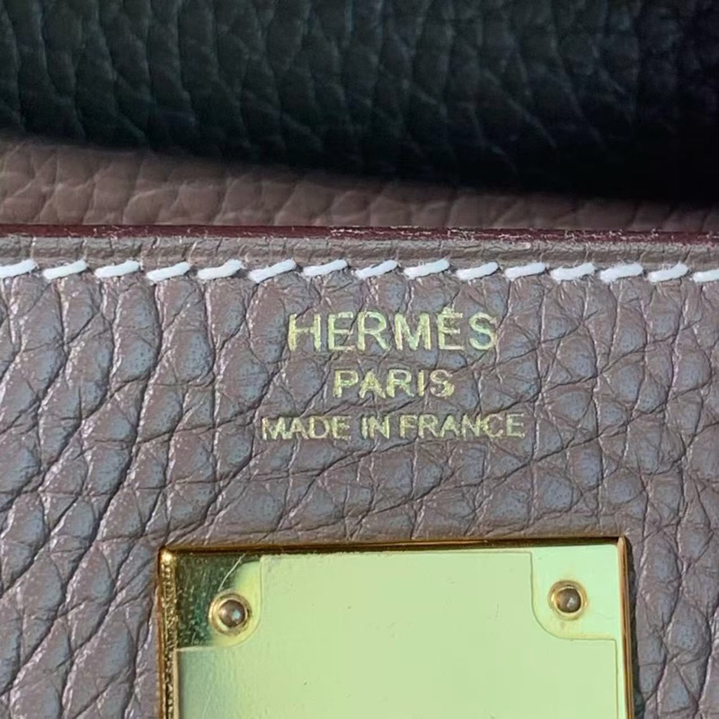 Hermes愛馬仕Kelly28大象灰Togo皮金扣T刻-7