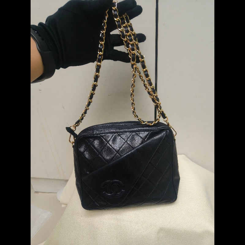 ㊣✨CHANEL✨香奈兒 黑色 老香 小香 Vintage 菱格紋 相機包 手拿包 肩背包 斜背包/二手包/二手精品🌳二手樹屋🌳-51