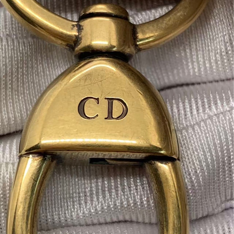 二手Dior 迪奧戴妃五格鉚釘菱格紋牛皮焦糖色金扣手提包單肩包,正常使用痕跡-21