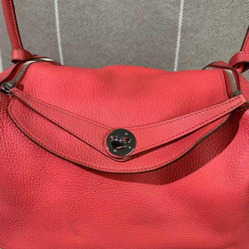 二手Hermes愛馬仕Lindy30齋普爾粉tc皮銀扣N刻，邊角輕微護理過-12