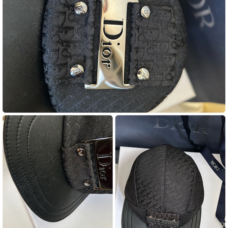 Dior （Punk 黑亮金銀絲D logo圖騰+皮革）棒球帽👩🏻‍🦰稀有款；美品-5