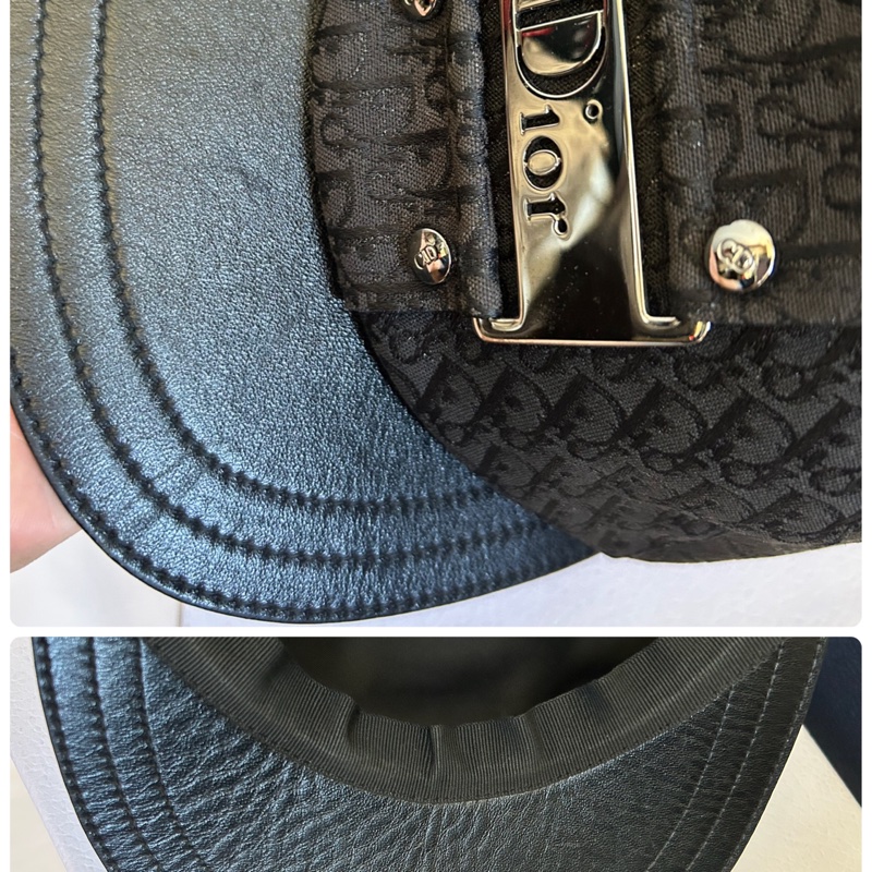 Dior （Punk 黑亮金銀絲D logo圖騰+皮革）棒球帽👩🏻‍🦰稀有款；美品-6