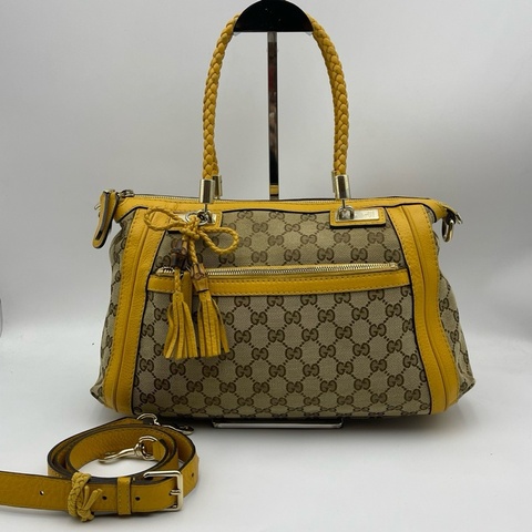 Gucci古驰老花流苏竹节包