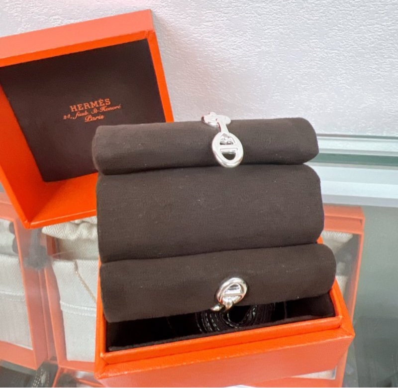 全新 SH/LG Hermes 豬鼻子銀手環 chaine d’ancre enchainee-3