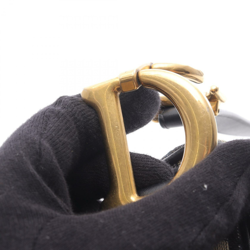 Dior馬鞍包 Oblique 提花手提包帆布皮革米色海軍藍二手女款-8