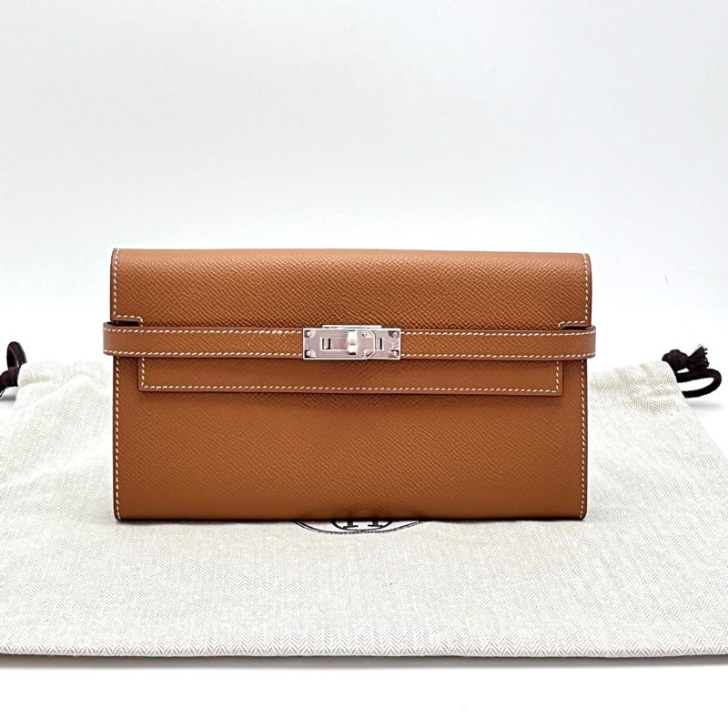 Hermes愛馬仕金棕Kelly 長夾、長錢包Long wallet-0