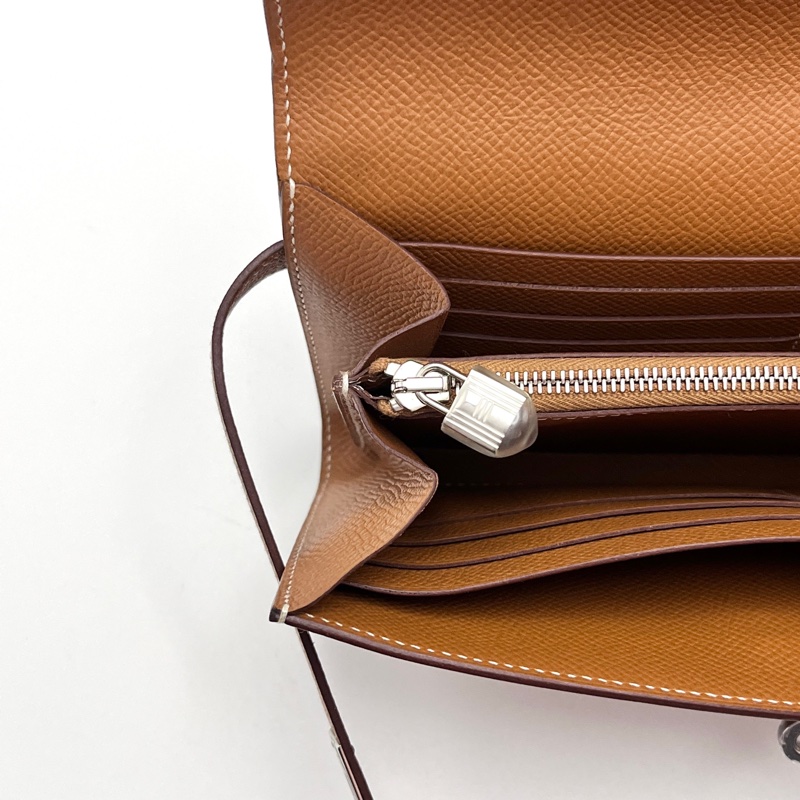 Hermes愛馬仕金棕Kelly 長夾、長錢包Long wallet-10