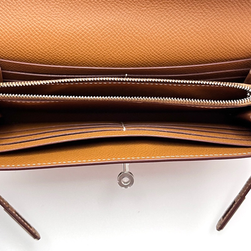 Hermes愛馬仕金棕Kelly 長夾、長錢包Long wallet-11