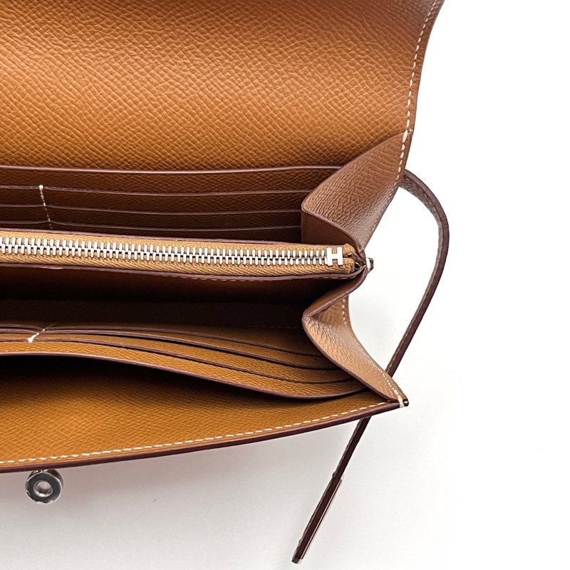 Hermes愛馬仕金棕Kelly 長夾、長錢包Long wallet-12