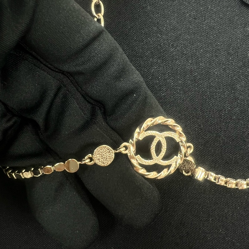 Chanel 23b 圓形雙c水鑽短項鍊-3