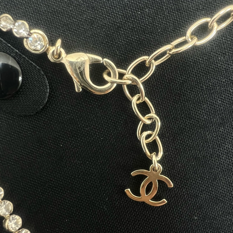 Chanel 23b 圓形雙c水鑽短項鍊-4