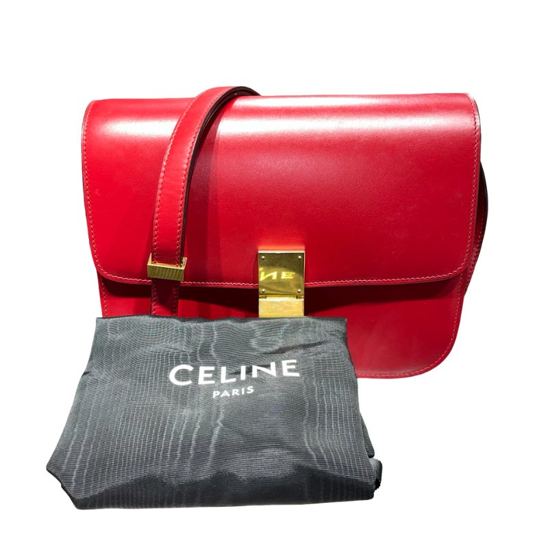 Celine Classic Box Shoulder Bag Red GHW-2