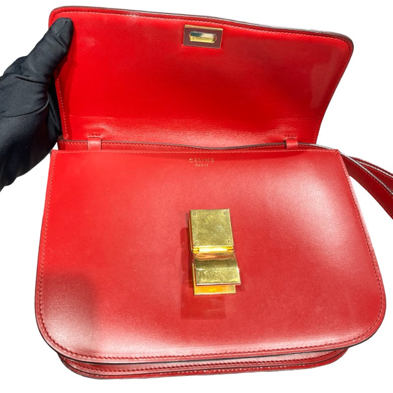 Celine Classic Box Shoulder Bag Red GHW-7