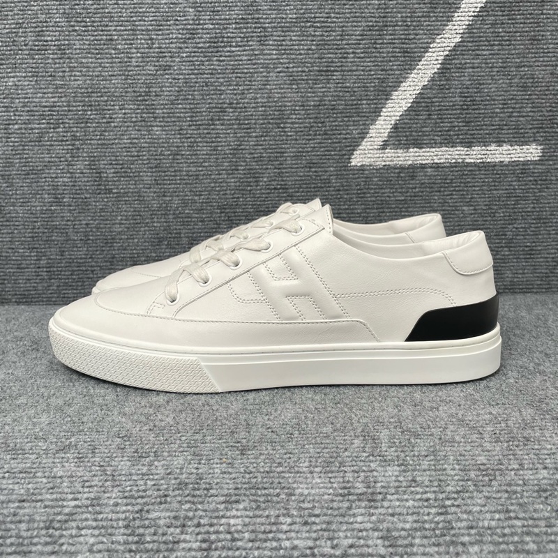 hermes 愛馬仕 白色皮面黑尾板鞋 42.5碼 99 新閒置未使用-0