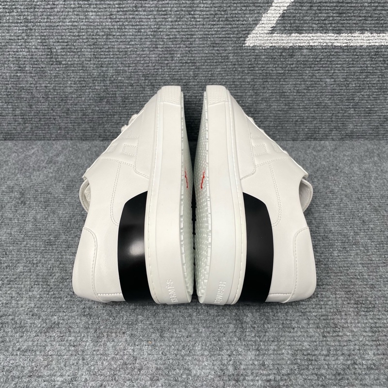 hermes 愛馬仕 白色皮面黑尾板鞋 42.5碼 99 新閒置未使用-5