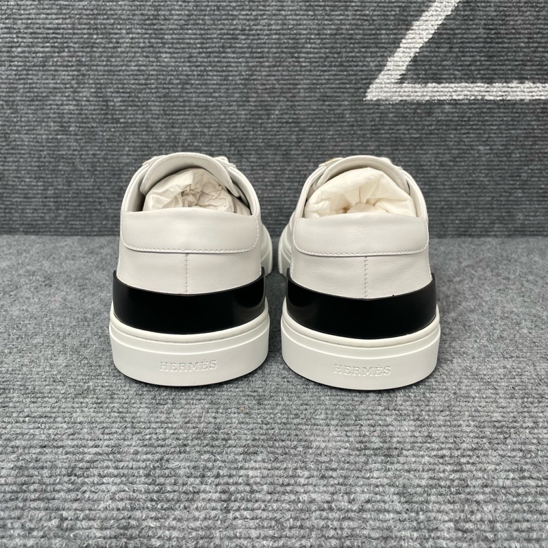 hermes 愛馬仕 白色皮面黑尾板鞋 43碼 99 新閒置未使用-2
