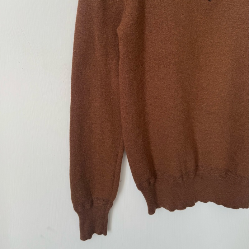 Burberry 咖內芥末黃立領長袖毛衣-4