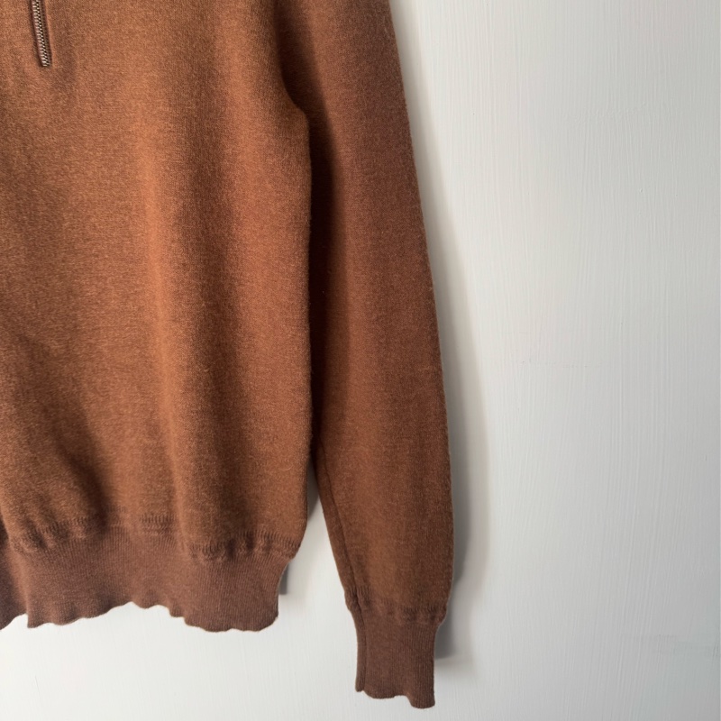 Burberry 咖內芥末黃立領長袖毛衣-5