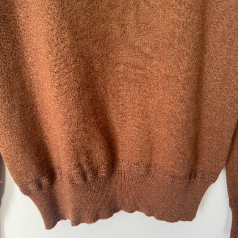 Burberry 咖內芥末黃立領長袖毛衣-6