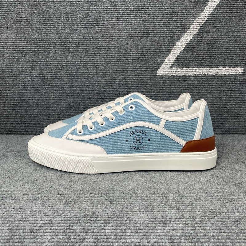 HERMES愛馬仕 白藍色帆布板鞋42碼 99 新閒置未使用-0
