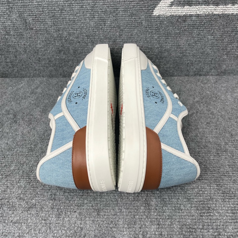 HERMES愛馬仕 白藍色帆布板鞋42碼 99 新閒置未使用-5