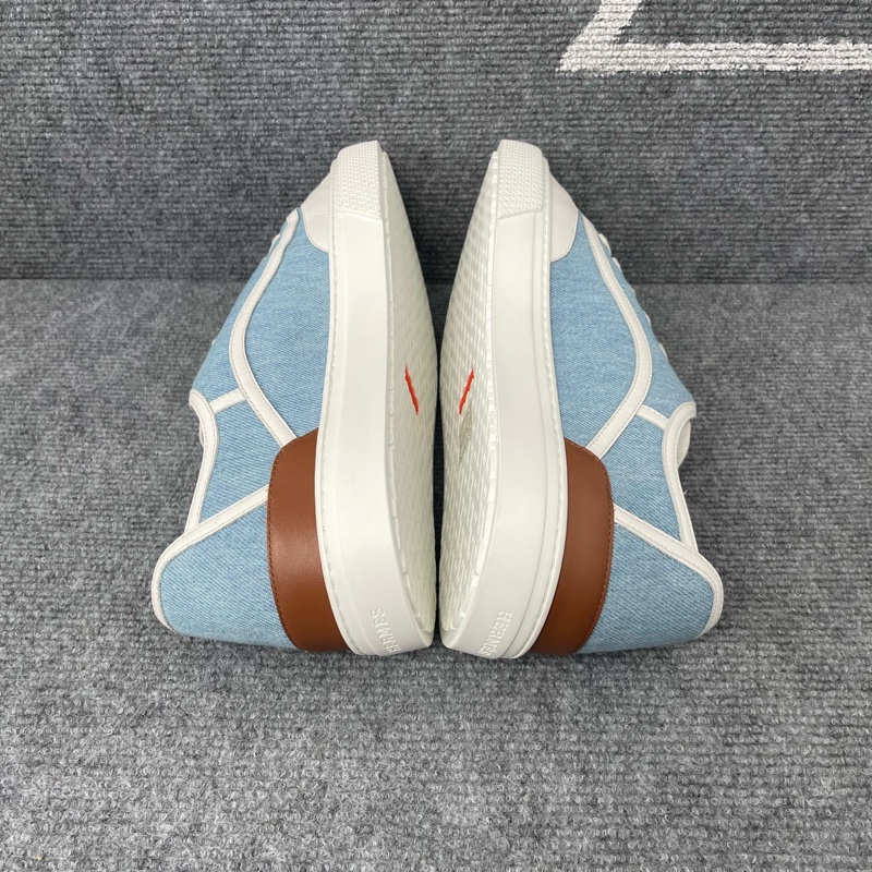 HERMES愛馬仕 白藍色帆布板鞋42碼 99 新閒置未使用-6