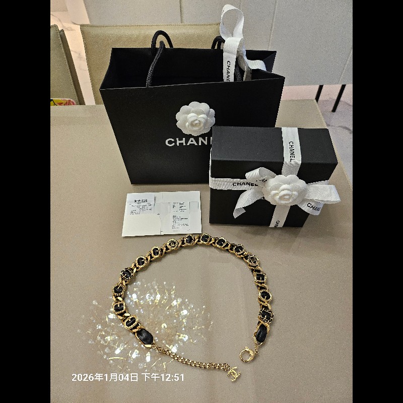 Chanel 皮穿鏈腰鏈手環兩用-0