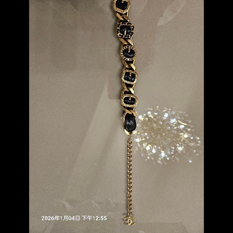 Chanel 皮穿鏈腰鏈手環兩用-4