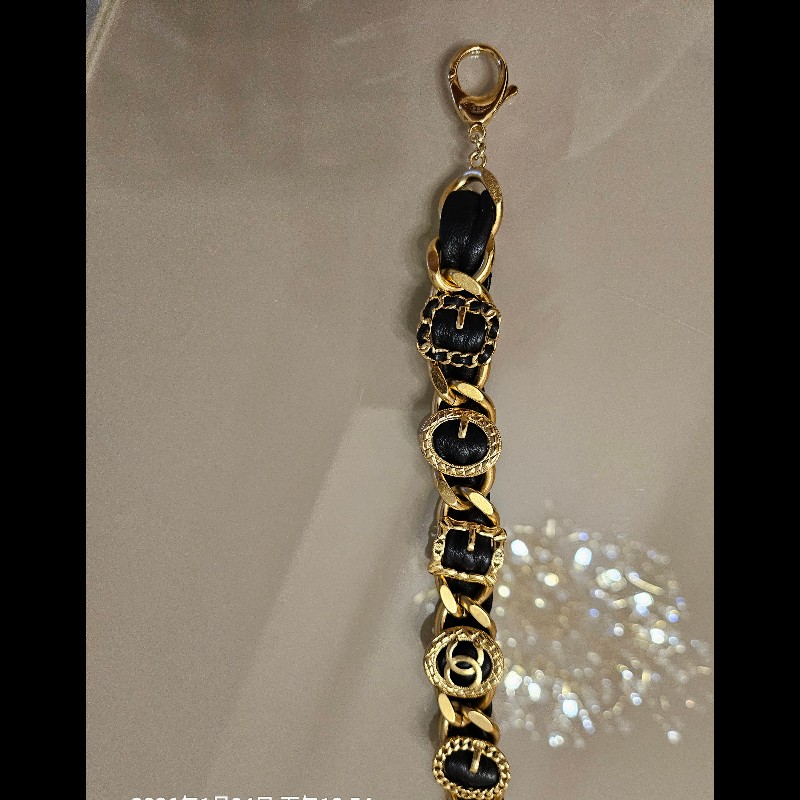 Chanel 皮穿鏈腰鏈手環兩用-7