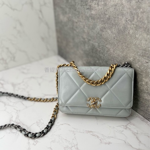 💗香緹國際精品💗 725 Chanel 19 woc 水藍色 晶片款