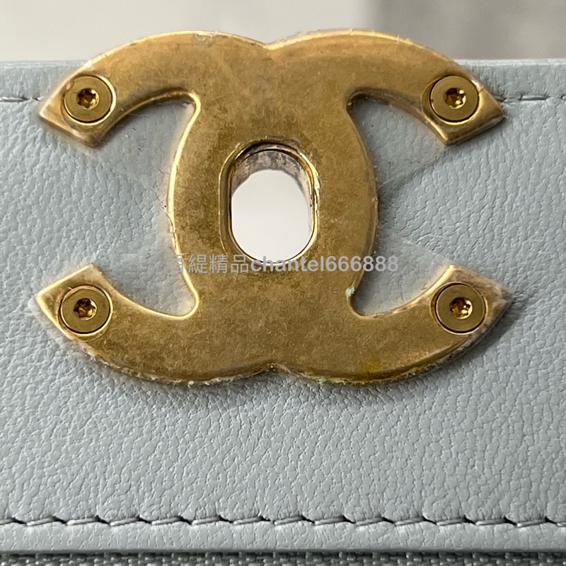 💗香緹國際精品💗 725 Chanel 19 woc 水藍色 晶片款-9