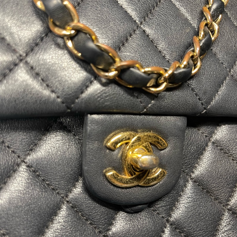 【保值經典】Chanel 菱格翻蓋金鍊後背包（CC旋轉扣）黑金 (附保卡、原廠盒)-4