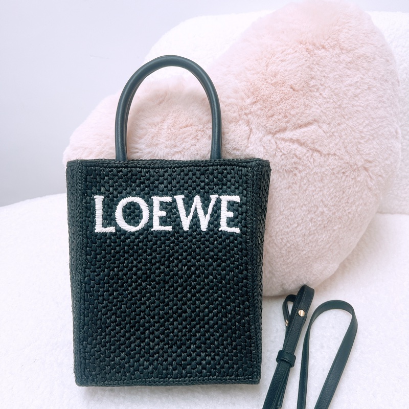 Loewe logo 黑色編織托特包/風琴包-0