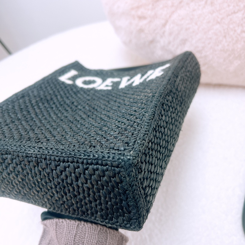 Loewe logo 黑色編織托特包/風琴包-3