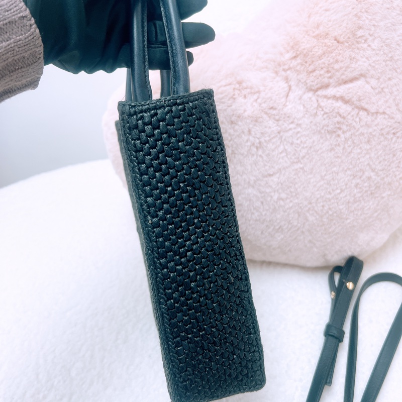 Loewe logo 黑色編織托特包/風琴包-6