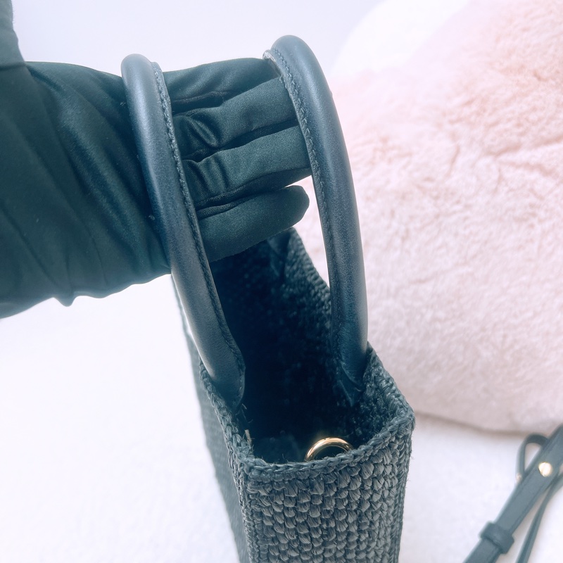 Loewe logo 黑色編織托特包/風琴包-9