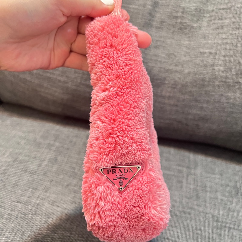 宋智雅同款Prada Re-Edition 2000 桃粉色毛巾布手提包 (附保卡)-10