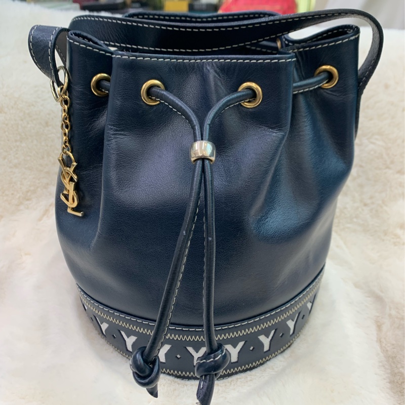 YSL 藍色水桶金扣 XB922-0