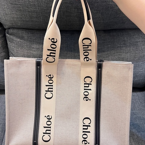 CHLOE 蔻依 Chlo Woody tote bag 帆布托特包 (大號）