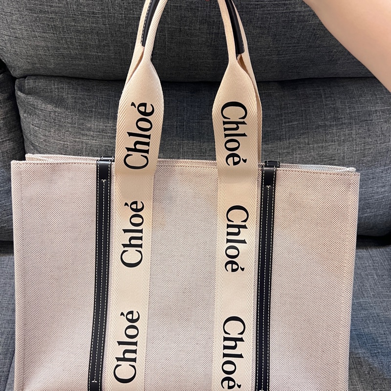 CHLOE 蔻依 Chlo Woody tote bag 帆布托特包 (大號）-0