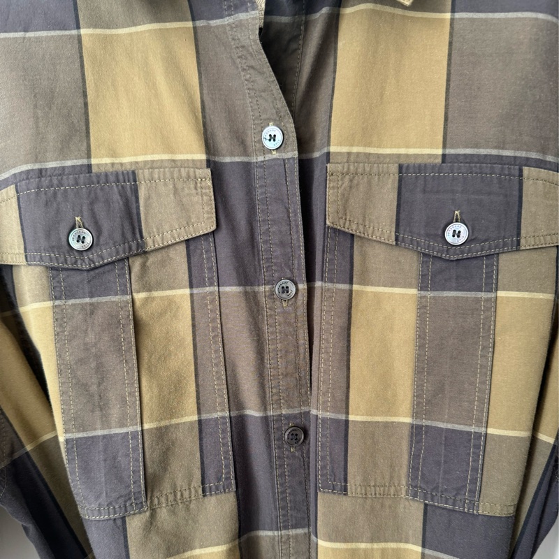 Burberry 綠灰格紋綁帶洋裝👗-4