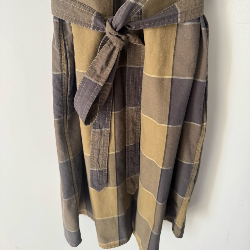 Burberry 綠灰格紋綁帶洋裝👗-6